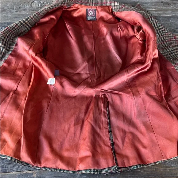 Anne Klein vintage 70’s wool plaid brown equestrian style blazer Small - Picture 6 of 11